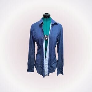 Lufian Elegant Blue Slim Fit Button Front Shirt | Sz L